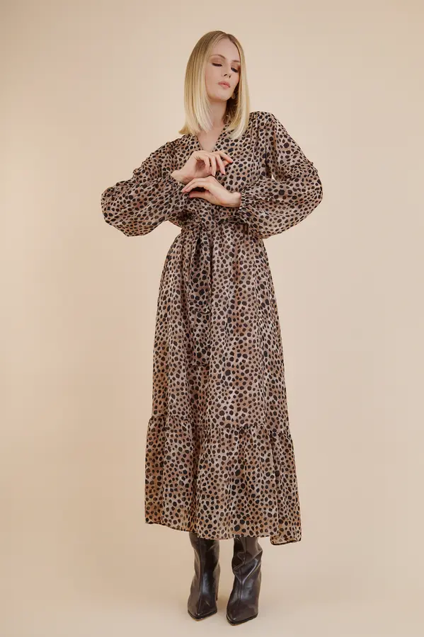Vestido Animal Print Bege/pret