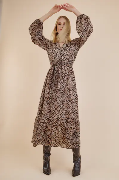Vestido Animal Print Bege/pret