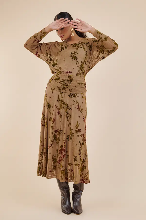 Saia Tule Floral Veludo Mascav