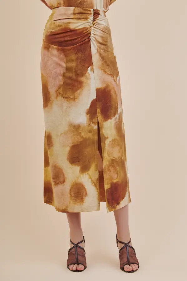 Saia Maxi Print Bege/marrom