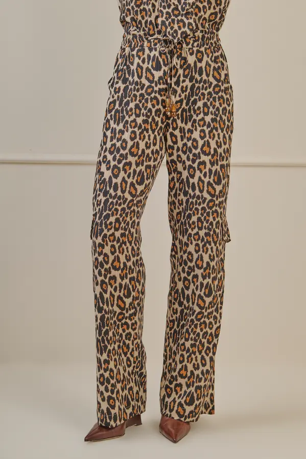 Calca Animal Print Bege/preto/