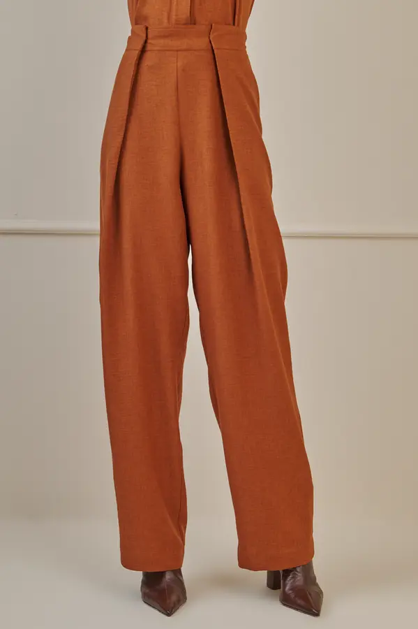 Calca Wide Barrel Caramelo