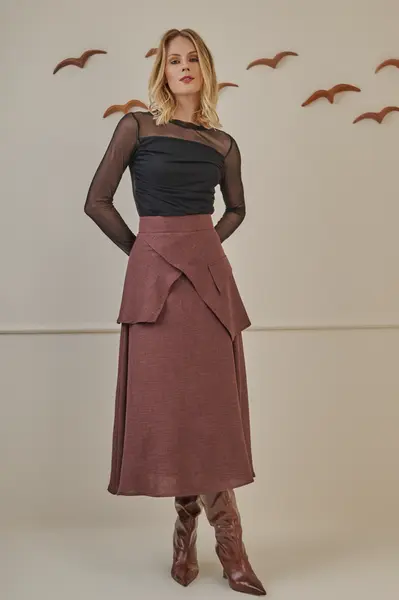 Blusa Tule com Drapeado Preto