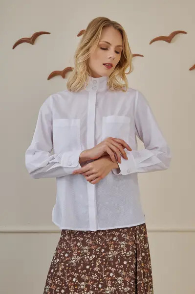 Camisa Gola Alta Branco