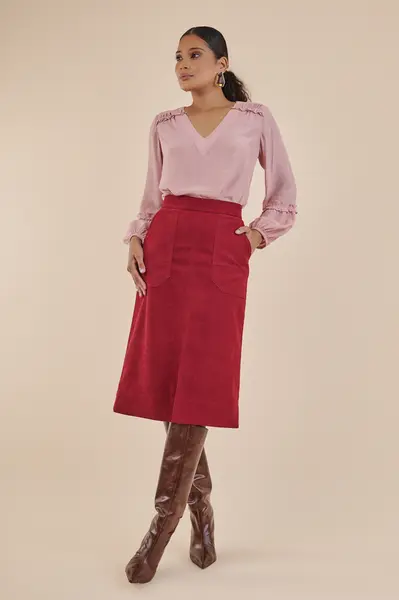 Blusa Decote V Ruches Aurora Rose