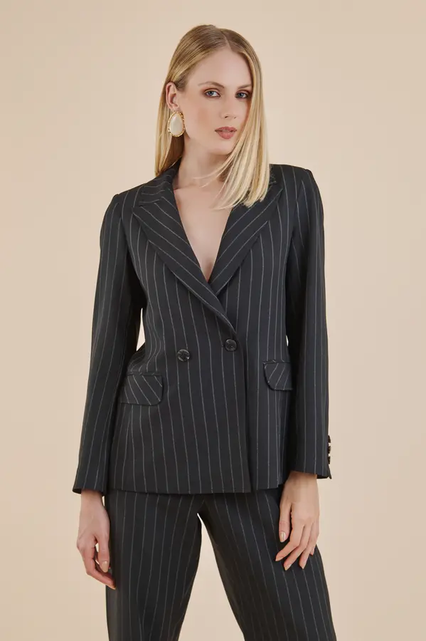 Blazer Risca de Giz Preto